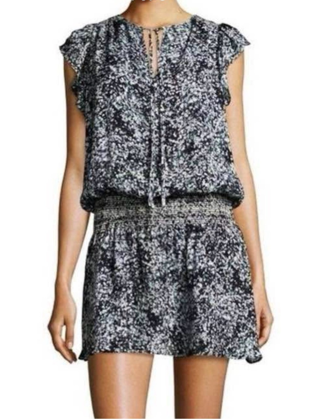 $298 Parker Floral Smocked Waist Silk Mini Dress Small